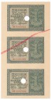 Arkusz - nierozcięte 1 złoty 1941 - skasowane

Fragment arkusza złotówek z 1941. Ukończone banknoty z numeratorem, skasowane oraz przekreślone na aw...