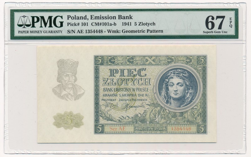 5 złotych 1941 -AE- PMG 67 EPQ

Emisyjny stan zachowania doceniony najwyższą n...