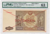1.000 złotych 1946 SPECIMEN -B- rzadziej spotykany

Rzadziej spotykany typ wzoru z serią B oraz numeracją kolejną. 
Technicznie ładnie zachowany z ...