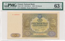 50 złotych 1946 -A- PMG 63 EPQ - rzadka pierwsza seria

Pierwsza, ceniona seria A. Nie zawsze pierwsza seria przy banknotach okresu PRL jest rzadka,...