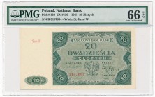 20 złotych 1947 -B- PMG 66 EPQ
Emisyjny stan zachowania, doceniony drugą najwyższą notą w rejestrze PMG. POLAND POLEN Poland Polen

Grade: PMG 66 E...