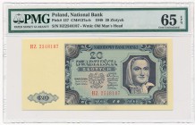 20 złotych 1948 -HZ- PMG 65 EPQ

Seria nie pochodząca z zapasów bankowych. 
Minimalnie przyczerniona końcówka prawego, dolnego narożnika. Reszta pi...