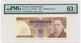 1 milion złotych 1991 -A- PMG 63 EPQ

Lubiana i poszukiwana pierwsza seria A. 
Emisyjny stan zachowania oraz dodatek EPQ od PMG, który rzadziej prz...