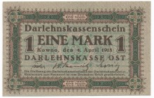 Kowno 1 marka 1918 -A- ładnie zachowany

Banknot niepozorny i trudny w bankowym stanie zachowania. 
Bardzo ładny, naturalny egzemplarz. Łukowo, jak...
