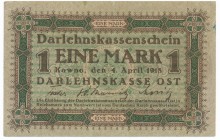 Kowno 1 marka 1918 -C-

Niepozorny, aczkolwiek rzadki banknot w prawdziwie bankowych stanach zachowania. 
Delikatnie ugięte przez środek. Nieświeżo...