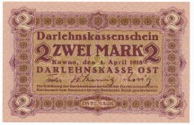 Kowno 2 marki 1918 -A- najrzadszy nominał

Typologicznie najrzadszy nominał emisji Kowno.
Uważnie oglądając banknot można dostrzec śladowe, zanikaj...