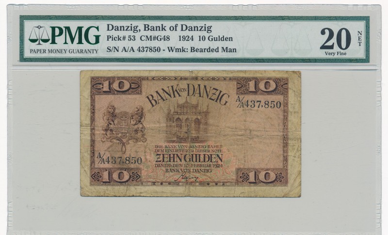 Danzig 10 Gulden 1924 A/A - PMG 20 RARITY
Gdańsk 10 Guldenów 1924 A/A - PMG 20 ...