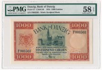Danzig 1.000 gulden 1924 PMG 58 EPQ - RARE and BEAUTIFULL
Gdańsk 1.000 guldenów 1924 PMG 58 EPQ - RZADKOŚĆ

One of the most beautifull banknotes wi...