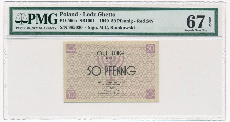 50 fenigów 1940 czerwony numerator - PMG 67 EPQ

Numerator koloru czerwonego. ...