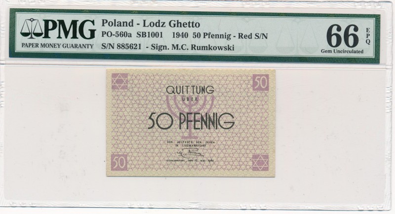 50 fenigów 1940 czerwony numerator - PMG 66 EPQ

Numerator koloru czerwonego....