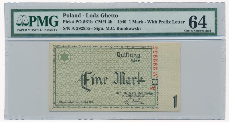 1 marka 1940 seria A -6 cyfr - PMG 64

Zagięcie końcówki prawego, górnego naro...