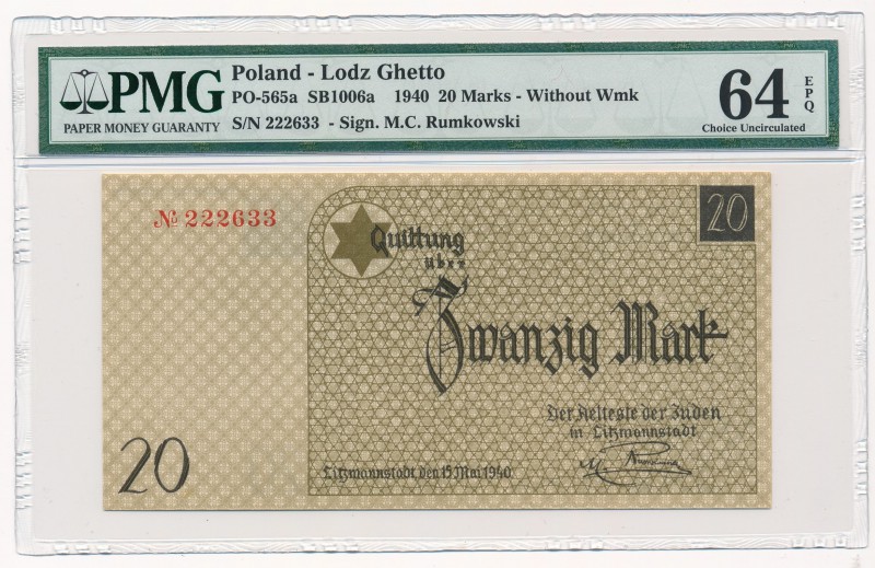 20 marek 1940 num.1 bez znaku wodnego - PMG 64 EPQ

Odmiana z numeratorem typu...