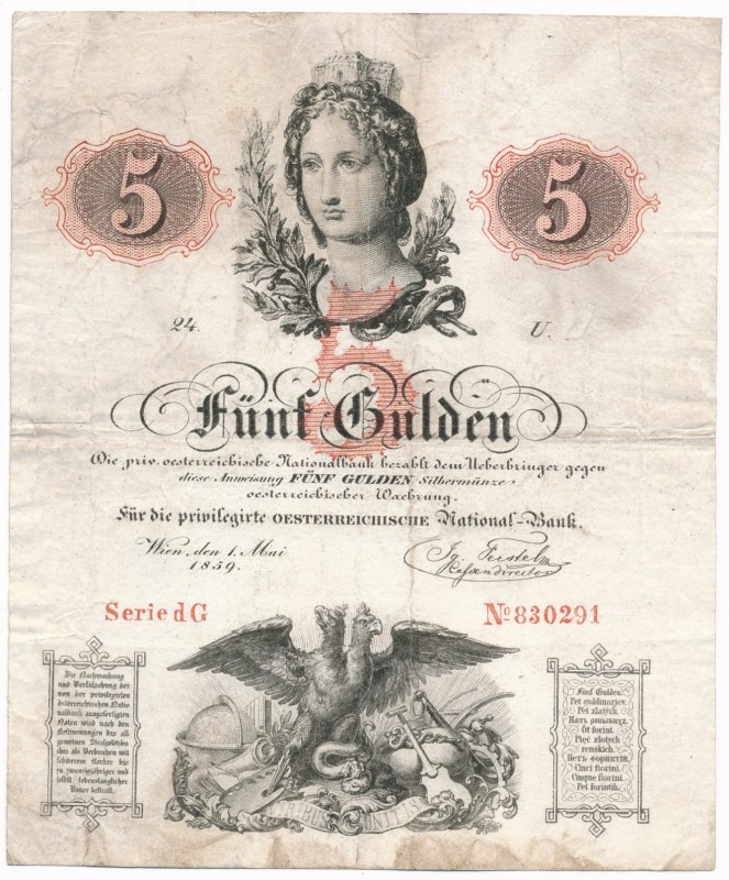 Austria 5 gulden 1859 - attractive
Austria - 5 guldenów 1859 - ładnie zachowany...