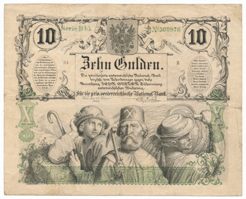 Austria 10 gulden 1863 - rare
Austria - 10 guldenów 1863 - bardzo ładny i rzadk...