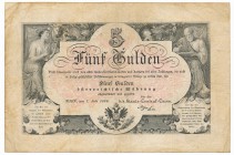 Austria 5 gulden 1866
Austria - 5 guldenów 1866 - atrakcyjny

Numerous folds and creases but no tears. Never washed or pressed. 
Liczne złamania, ...