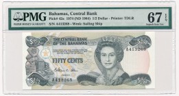 Bahamas Queen Elizabeth - 1/2 dollar 1984 - PMG 67 EPQ
Bahamy - 1/2 dolara 1984 - PMG 67 EPQ

Superb uncirculated piece. 
Emisyjny stan zachowania...
