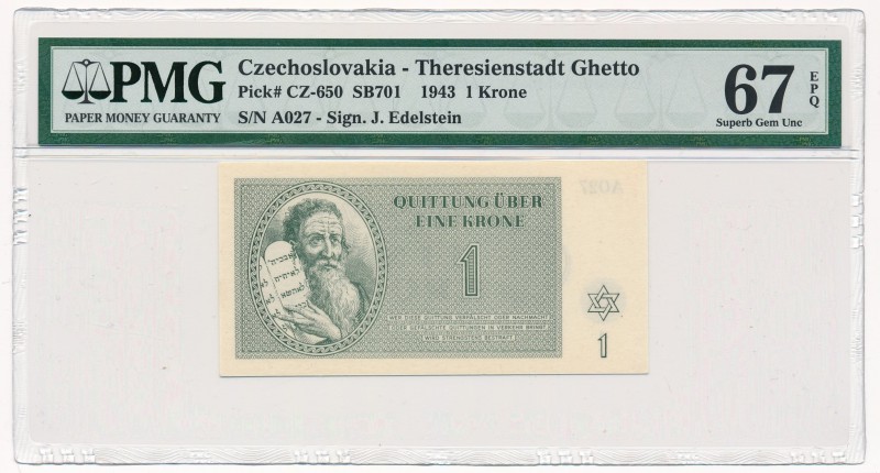 Czechoslovakia - Ghetto Theresienstadt - 1 krone 1943 - PMG 67 EPQ
Czechosłowac...