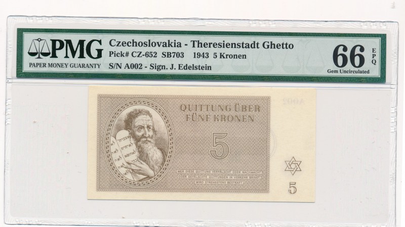 Czechoslovakia - Ghetto Theresienstadt - 5 kronen 1943 - PMG 66 EPQ
Czechosłowa...