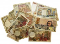 FRANCE - Lot of 16 pieces
Francja - Zestaw - 16 sztuk

Lot of French banknotes. Mostly in used condition. Some slightly better types. 
All togethe...