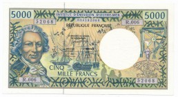 French polynesia - 5.000 francs 1996
Polinezja Francuska - 5.000 franków 1996

Vertically and horizontally folded. Lightly washed. Złamany wszerz i...