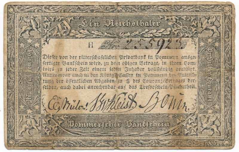 Niemcy, Szczecin - Talar 1824/5 - RZADKOŚĆ

Rare banknote that should be in th...