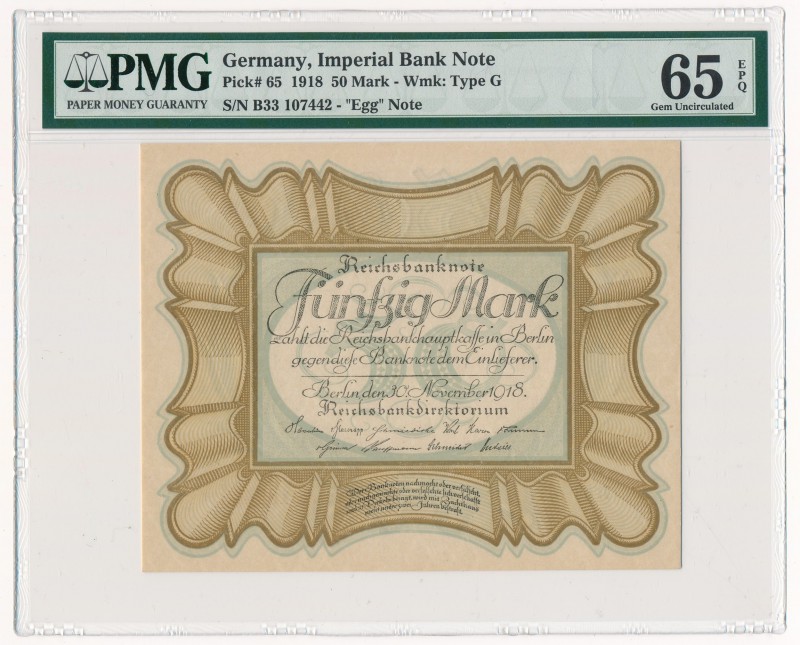 Germany - 50 mark 1918 - PMG 65 EPQ
Niemcy - 50 marek 1918 - PMG 65 EPQ

Unci...