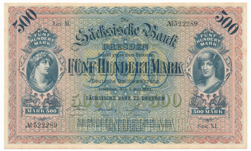 Germany - Sächsische Bank zu Dresden - 500 mark 1922
Niemcy - Sächsische Bank z...