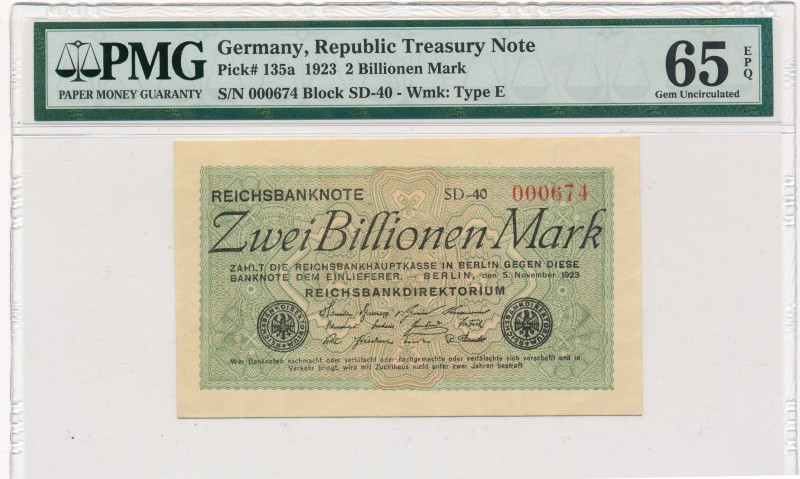 Germany - 2 billions mark 1923 - PMG 65 EPQ
Niemcy - 2 biliony marek 1923 - PMG...
