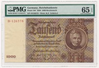 Germany - 1.000 mark 1936 - PMG 65 EPQ
Niemcy - 1.000 marek 1936 - PMG 65 EPQ

Beautifull uncirculated piece and second highest grade in PMG popula...