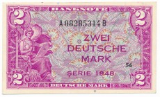 Niemcy 2 marki 1948 - Okupacja Aliancka - rzadszy

One vertical fold at center. Tip of upper, left corner creased. Otherwise a beautifull note. 
Rz...