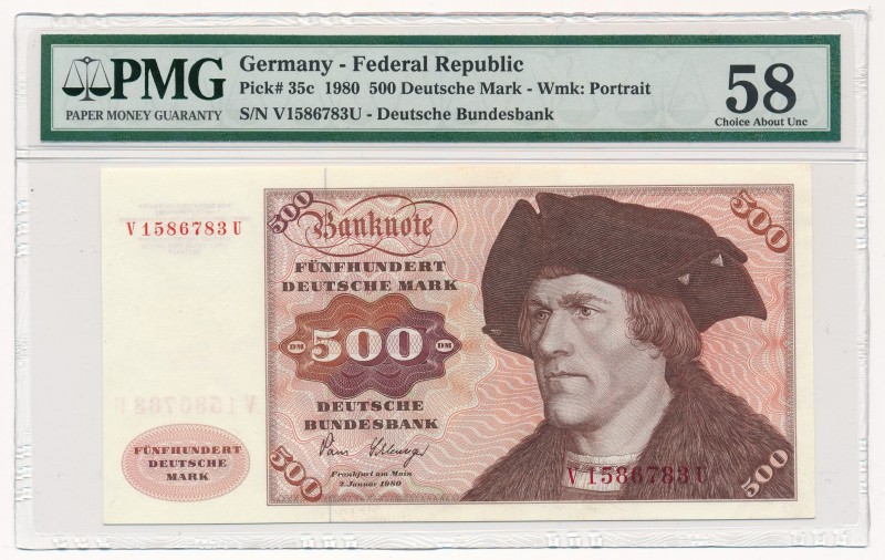 Germany- 500 mark 1980 - PMG 58
Niemcy - 500 marek 1980 - PMG 58

Rarest from...