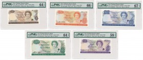 New Zealand - $1. $2, $5. $10, $20 ( 1981-5 ) Russell - PMG 58-67 EPQ
Nowa Zelandia - Zestaw nominałowy 1/2/5/10/20$ - Russell - PMG 58-67 EPQ

All...