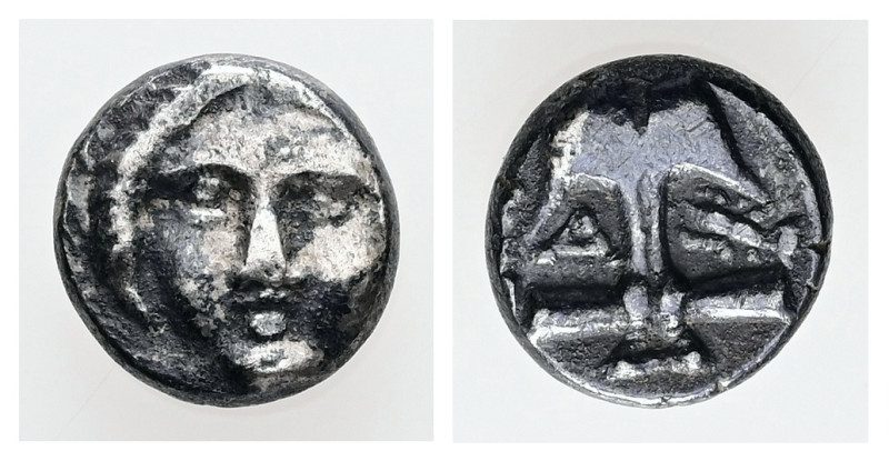 Thrace, Apollonia Pontika. AR, Diobol. 1.24 g. - 9.68 mm. Circa 375-335 BC.
Obv....