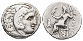 Kings of Thrace, (Macedonian). Lysimachos, 305-281 BC. AR, Drachm. 4.01 g. - 17.33 mm. Posthumous issue of Kolophon, in the name and types of Alexande...