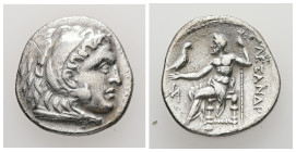 Kings of Macedon. Alexander III "the Great", 336-323 BC. AR, Drachm. 4.03 g. - 19.42 mm. Posthumous issue of Miletus, ca. 295/0-275/0 BC.
Obv.: Head o...