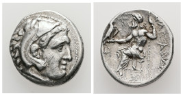 Kings of Macedon. Alexander III "the Great", 336-323 BC. AR, Drachm. 4.10 g. - 18.22 mm. Posthumous issue of Teos, struck under Antigonos I Monophthal...