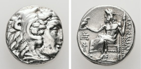 Kings of Macedon. Alexander III "the Great", 336-323 BC. AR, Drachm. 4.29 g. - 15.51 mm. Posthumous issue of Sardes, ca. 323-319 BC.
Obv.: Head of Her...