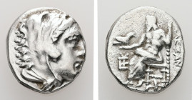 Kings of Macedon. Alexander III "the Great", 336-323 BC. AR, Drachm. 4.26 g. - 16.22 mm. Late lifetime or early posthumous issue of Sardes, ca. 323-31...