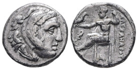 Kings of Macedon. Alexander III "the Great", 336-323 BC. AR, Drachm. 3.48 g. - 16.48 mm. Early posthumous issues of Lampsakos, under Philip III Arrhid...