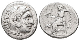 Kings of Macedon. Alexander III "the Great", 336-323 BC. AR, Drachm. 4.04 g. - 18.68 mm. Posthumous issue of Lampsakos, ca. 310-301 BC.
Obv.: Head of ...