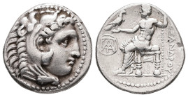 Kings of Macedon. Alexander III "the Great", 336-323 BC. AR, Drachm. 4.19 g. - 18.03 mm. Posthumous issue of Miletos, struck under Demetrios I Poliork...