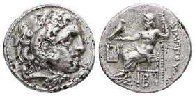 Kings of Macedon. Philip III Arrhidaios, 323-317 BC. AR, Drachm. 3.91 g. - 17.57 mm. Kolophon mint, ca. 323-319 BC.
Obv.: Head of Herakles right, wear...