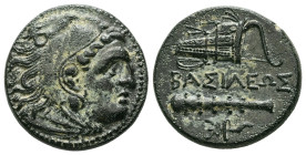 Kings of Macedon. Alexander III 'the Great', 336-323 BC. AE, Unit. 5.84 g. - 19.51 mm. Uncertain mint in Western Asia Minor.
Obv.: Head of Herakles ri...