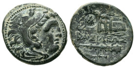 Kings of Macedon. Alexander III 'the Great', 336-323 BC. AE, Unit. 5.38 g. - 21.27 mm. Uncertain mint in Western Asia Minor.
Obv.: Head of Herakles ri...