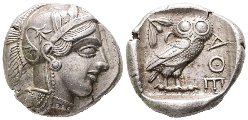 Attica, Athens. AR, Tetradrachm. 17.20 g. - 26.21 mm. Circa 454-404 BC.
Obv.: He...