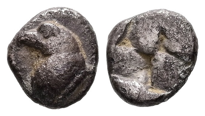 Asia Minor. Uncertain mint. AR, Obol. 0.53 g. - 9.72 mm. Late 6th-early 5th cent...