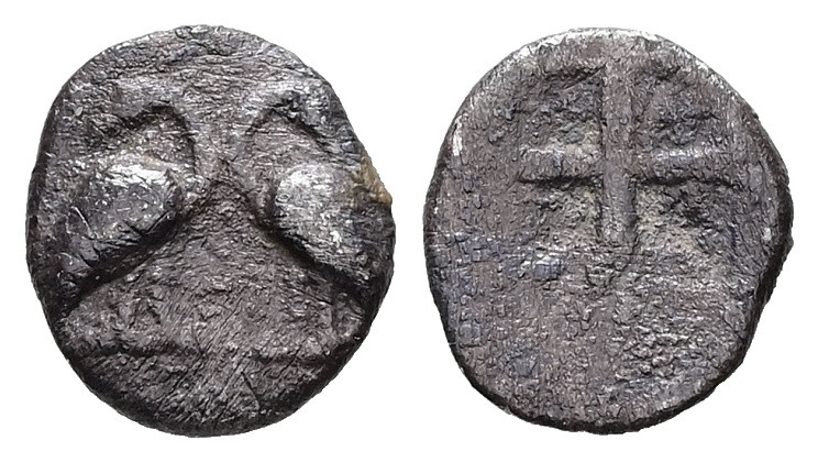 Asia Minor. Uncertain Mint. AR, Hemiobol. 0.34 g. - 8.88 mm. Circa 500-400 BC.
O...