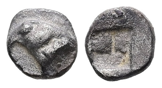 Asia Minor. Uncertain mint. AR, Tetartemorion. 0.23 g. - 5.71 mm. Late 6th-early...