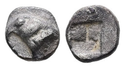 Asia Minor. Uncertain mint. AR, Tetartemorion. 0.23 g. - 5.71 mm. Late 6th-early 5th century BC.
Obv.: Head of Eagle left.
Rev.: Quadripartite incuse ...