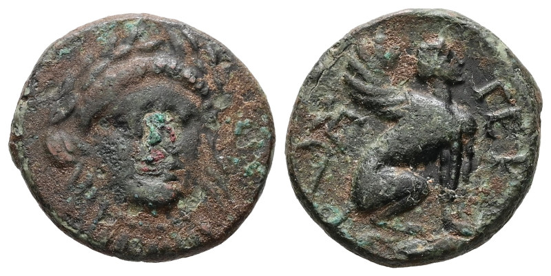 Troas, Gergis. AE. 3.84 g. - 16.55 mm. 4th century BC.
Obv.: Three-quarter facin...